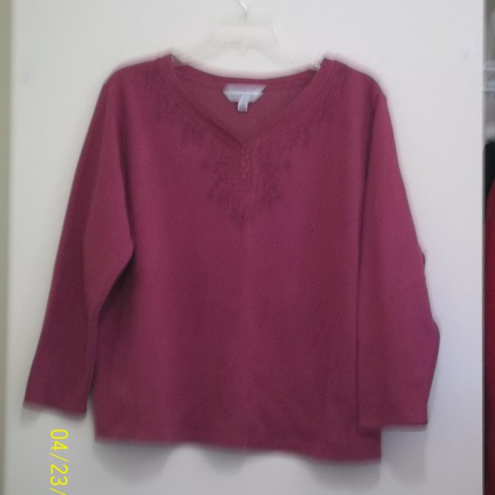 Great Northwest 2X Pink Long Sleeve, V-Neck Sweatshirt